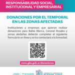 DONACIONES PARA LAS ZONAS AFECTADAS POR EL TEMPORAL EN EL SUR DE LA PROVINCIA DEBUENOS AIRES