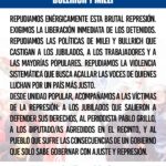 UNIDAD POPULAR PBA REPUDIA LA REPRESIÓN A JUBILADOS Y HINCHAS